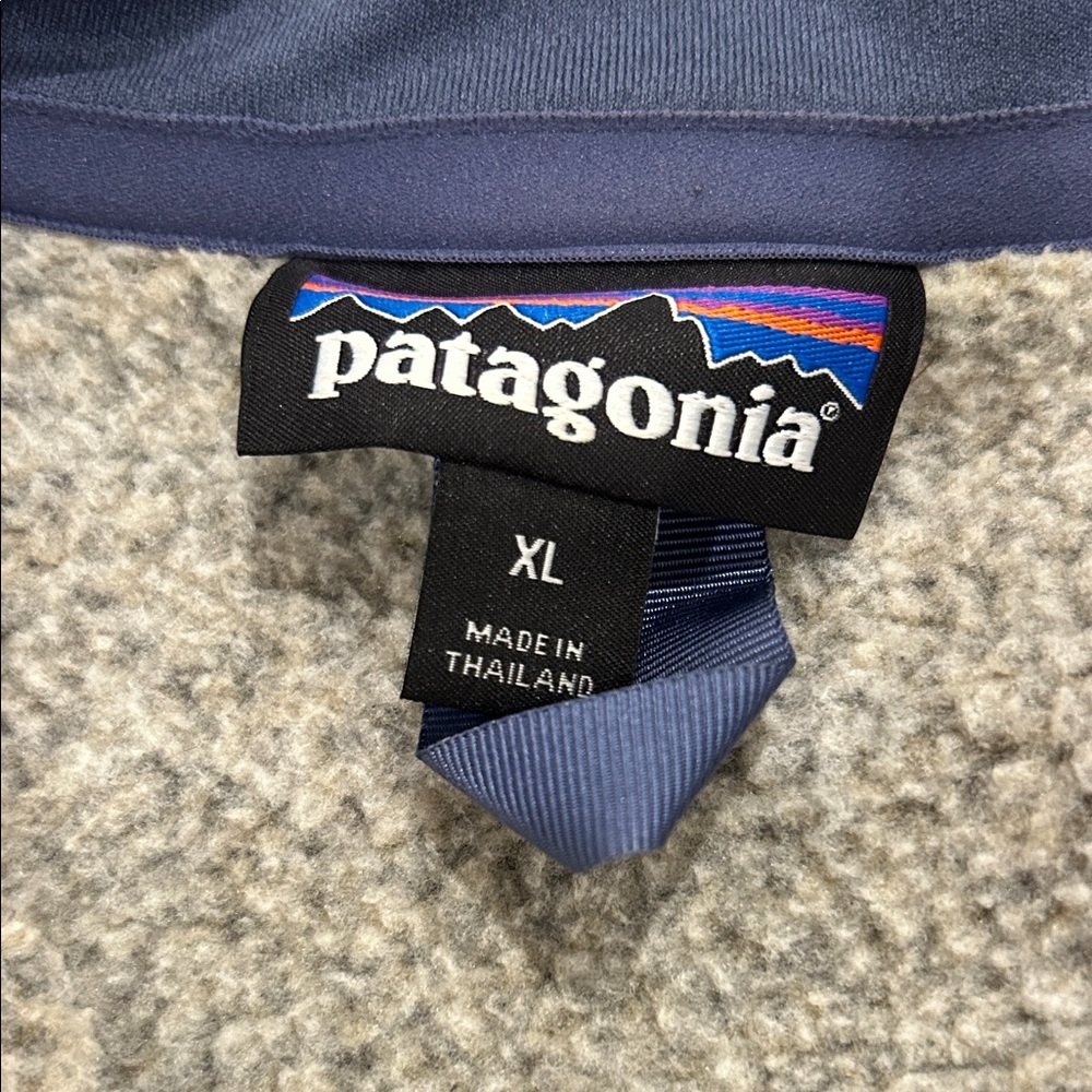 Patagonia Men's Zip-Up Sweater - Cream and Blue - Picture 2 of 2